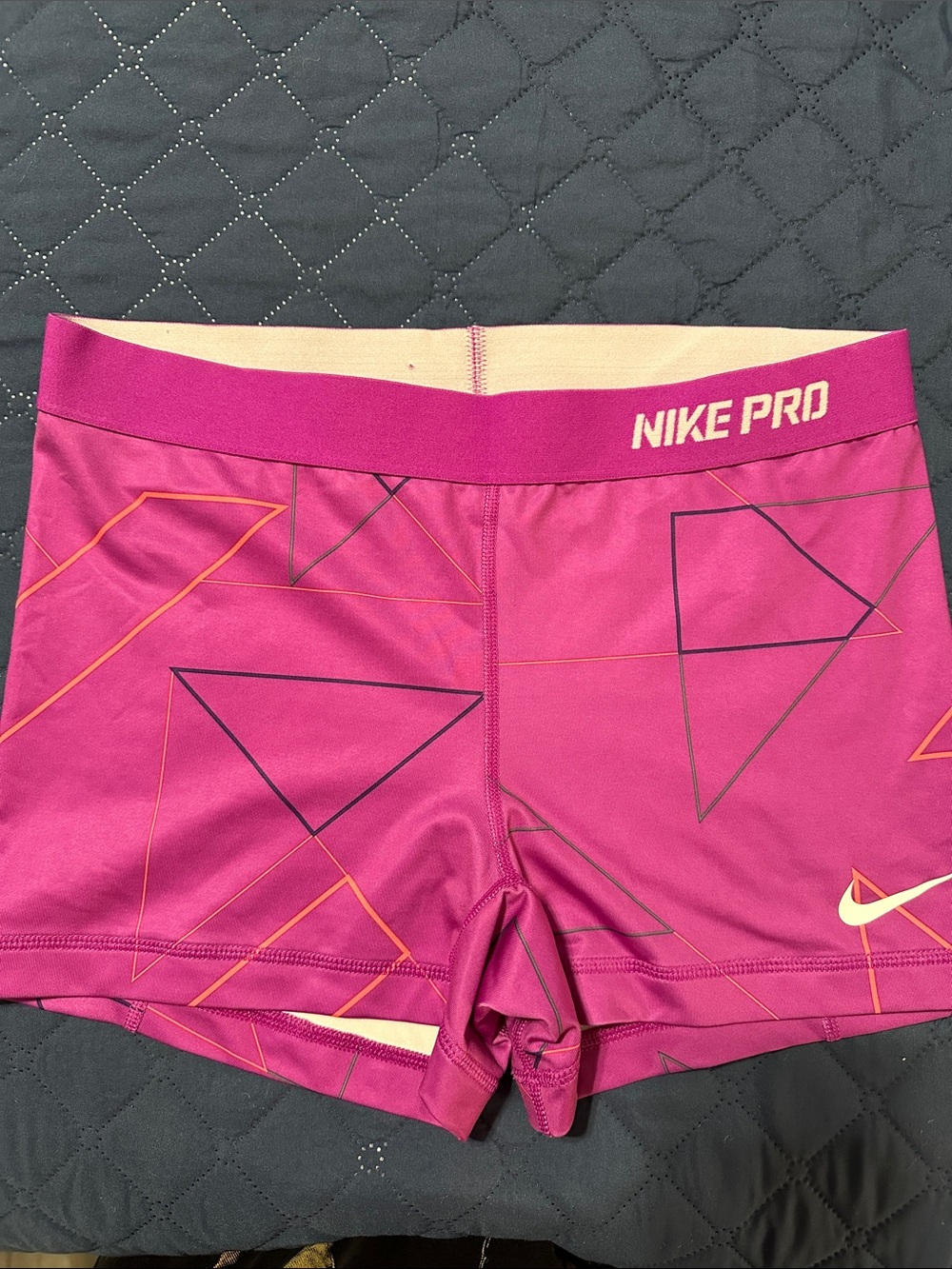 Nike Pro Magenta Geometric Athletic Shorts